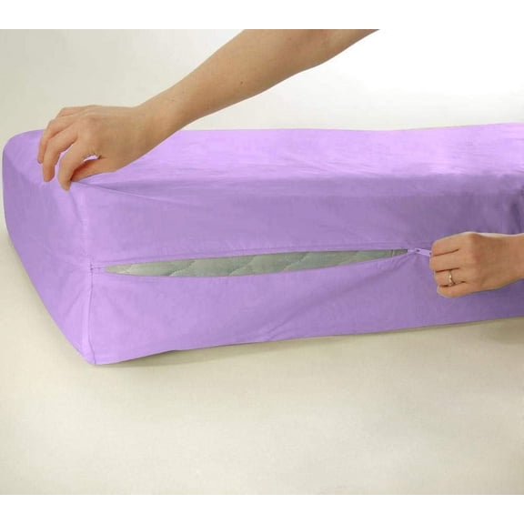DNG Creations Zipper Mattress Cover 21 Inch Deep Pocket (Solid Light Sage - Twin XL)