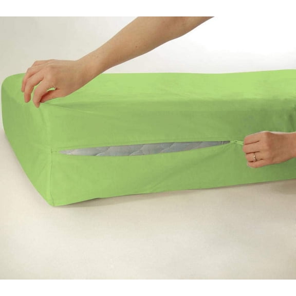 DNG Creations Zipper Mattress Cover 6 Inch Deep Pocket (Solid Sage - Twin)