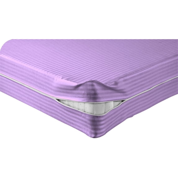 DNG Creations Zipper Mattress Cover with 10 Inch Deep Pocket (Stripe Light Sage - Twin )