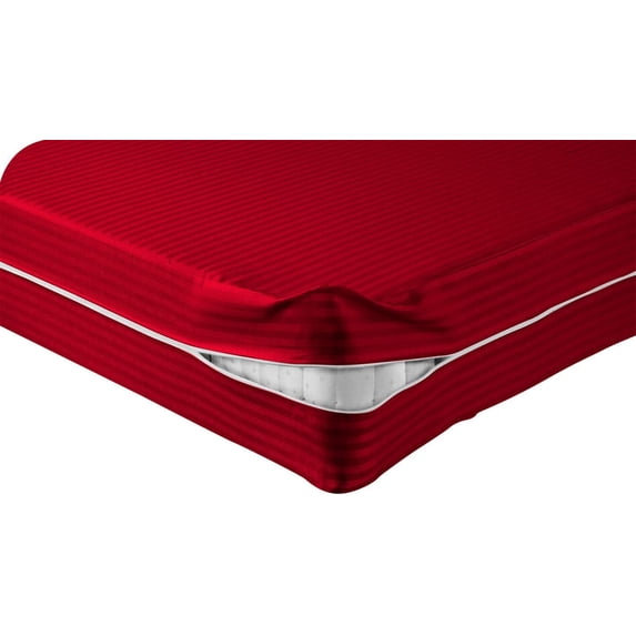 DNG Creations Zipper Mattress Cover with 10 Inch Deep Pocket (Stripe Red - Queen )