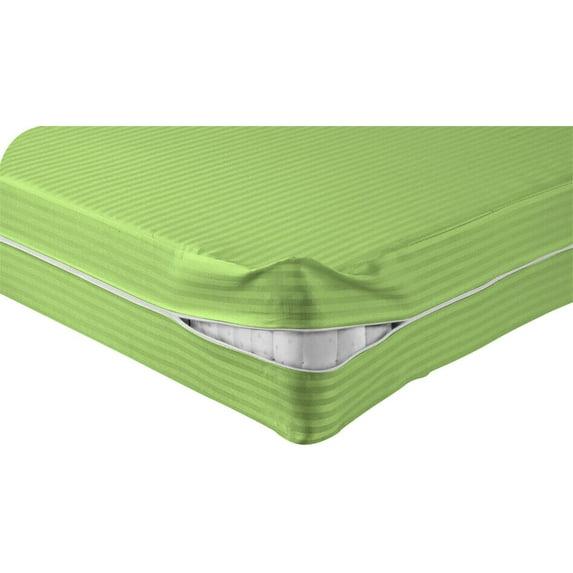 DNG Creations Zipper Mattress Cover with 10 Inch Deep Pocket (Stripe Sage - Full )
