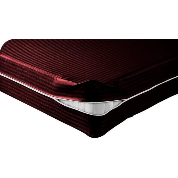 DNG Creations Zipper Mattress Cover with 10 Inch Deep Pocket (Stripe Wine - Olympic Queen )