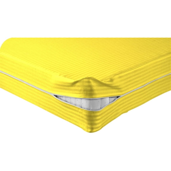 DNG Creations Zipper Mattress Cover with 10 Inch Deep Pocket (Stripe Yellow - Full )