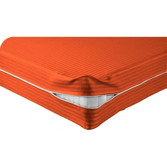 DNG Creations Zipper Mattress Cover with 12 Inch Deep Pocket (Stripe Orange - King )