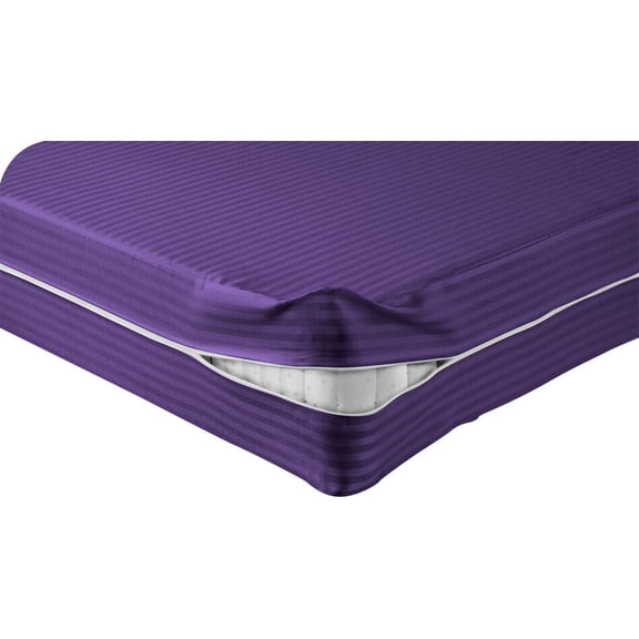 DNG Creations Zipper Mattress Cover with 12 Inch Deep Pocket (Stripe Purple - California King )