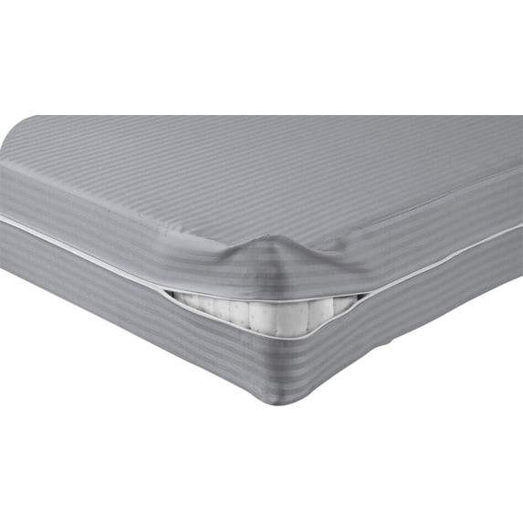 DNG Creations Zipper Mattress Cover with 18 Inch Deep Pocket (Stripe Silver - Twin XL )