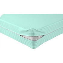 DNG Creations Zipper Mattress Cover with 21 Inch Deep Pocket (Stripe Aqua Blue - Twin)