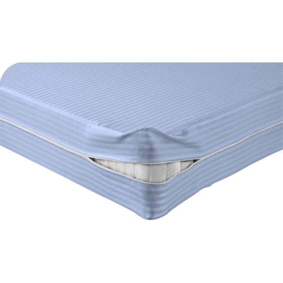 DNG Creations Zipper Mattress Cover with 21 Inch Deep Pocket (Stripe Light Blue - Twin )