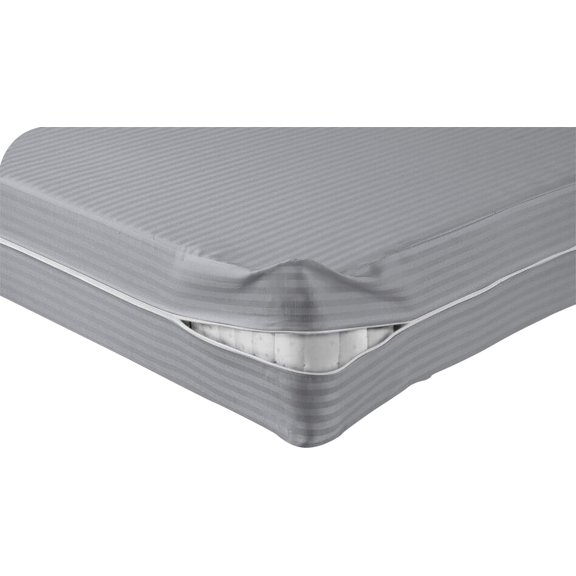 DNG Creations Zipper Mattress Cover with 21 Inch Deep Pocket (Stripe Silver - Full )