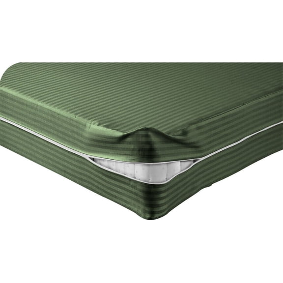 DNG Creations Zipper Mattress Cover with 26 Inch Deep Pocket (Stripe Moss - Twin )