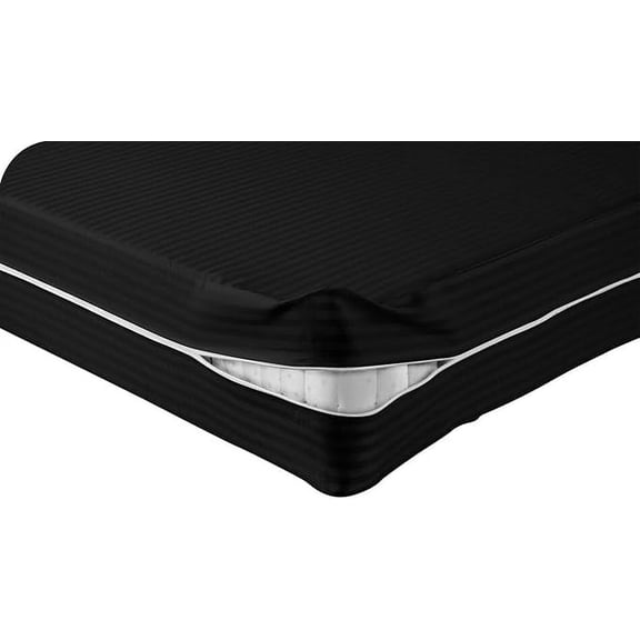 DNG Creations Zipper Mattress Cover with 28 Inch Deep Pocket (Stripe Black - Twin )