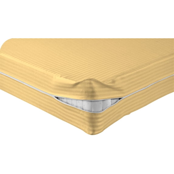DNG Creations Zipper Mattress Cover with 28 Inch Deep Pocket (Stripe Gold - Twin )