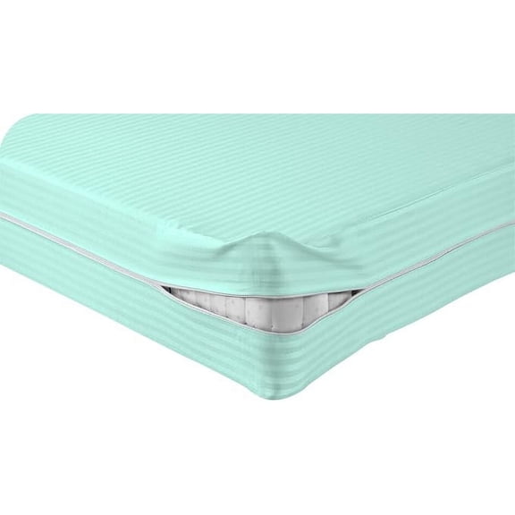 DNG Creations Zipper Mattress Cover with 6 Inch Deep Pocket (Stripe Aqua Blue - Full )