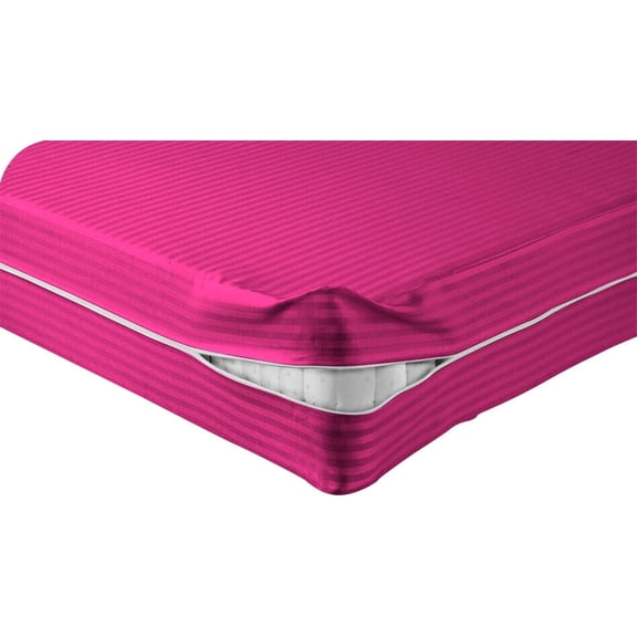 DNG Creations Zipper Mattress Cover with 6 Inch Deep Pocket (Stripe Hot Pink - California King )
