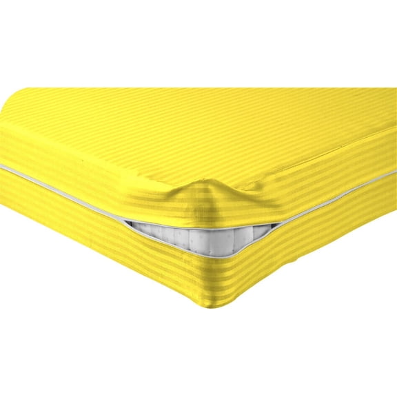 DNG Creations Zipper Mattress Cover with 6 Inch Deep Pocket (Stripe Yellow - Full )