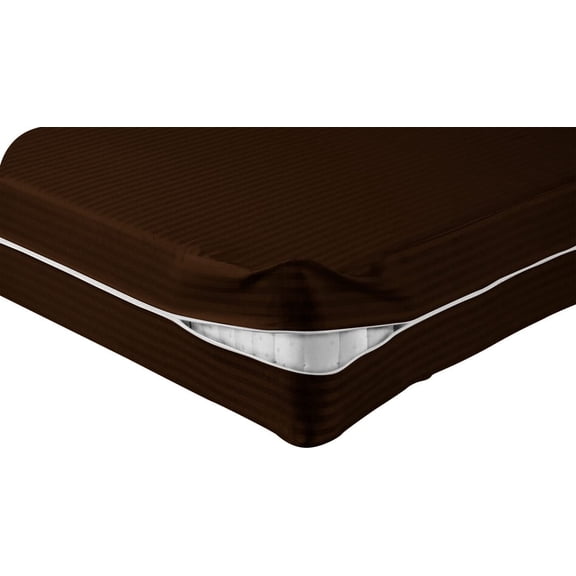 DNG Creations Zipper Mattress Cover with 8 Inch Deep Pocket (Stripe Chocolate - Full )