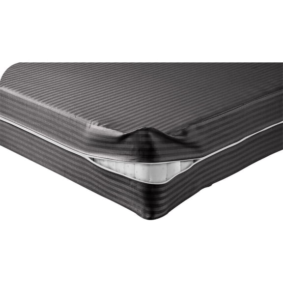 DNG Creations Zipper Mattress Cover with 8 Inch Deep Pocket (Stripe Dark Grey - Full )