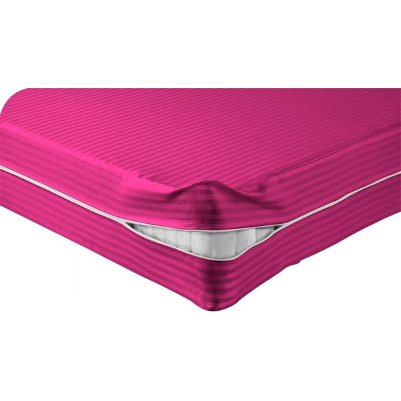 DNG Creations Zipper Mattress Cover with 8 Inch Deep Pocket (Stripe Hot Pink - California King )