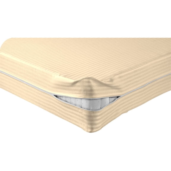 DNG Creations Zipper Mattress Cover with 8 Inch Deep Pocket (Stripe Ivory - King )