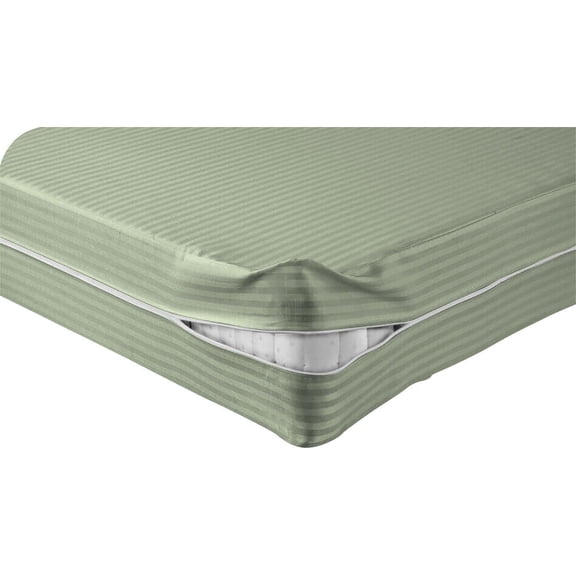 DNG Creations Zipper Mattress Cover with 8 Inch Deep Pocket (Stripe Light Sage - Twin )