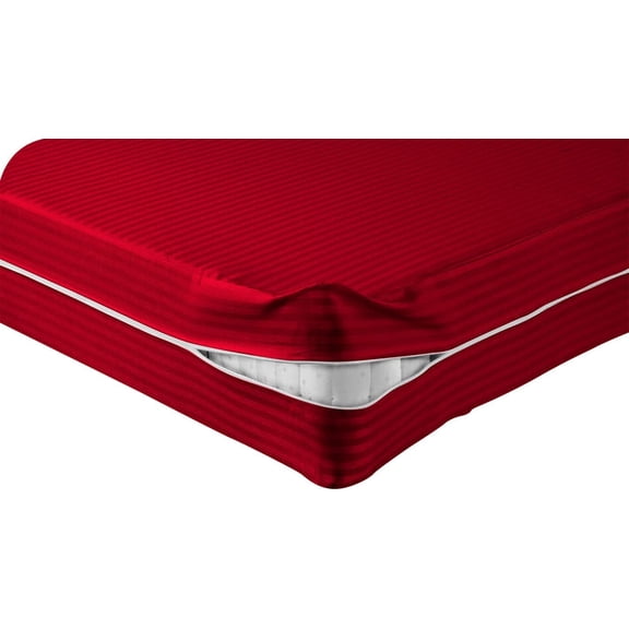 DNG Creations Zipper Mattress Cover with 8 Inch Deep Pocket (Stripe Red - Olympic Queen )