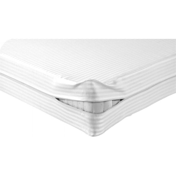 DNG Creations Zipper Mattress Cover with 8 Inch Deep Pocket (Stripe White - Olympic Queen )