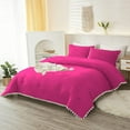 thumbnail image 1 of DNG Luxury 1 Piece Pom Pom Plain Pattern Comforter Set, 800 Thread Count, 100% Egyptian Cotton, White Vintage Pom-Pom Fringe Super Soft (Full/Queen Size Hot Pink Color), 1 of 9