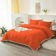thumbnail image 1 of DNG Luxury 1 Piece Pom Pom Plain Pattern Comforter Set, 800 Thread Count, 100% Egyptian Cotton, White Vintage Pom-Pom Fringe Super Soft (King/California King Size Orange Color), 1 of 9