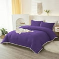 thumbnail image 1 of DNG Luxury 1 Piece Pom Pom Plain Pattern Comforter Set, 800 Thread Count, 100% Egyptian Cotton, White Vintage Pom-Pom Fringe Super Soft (Twin/Twin XL Size Purple Color), 1 of 9