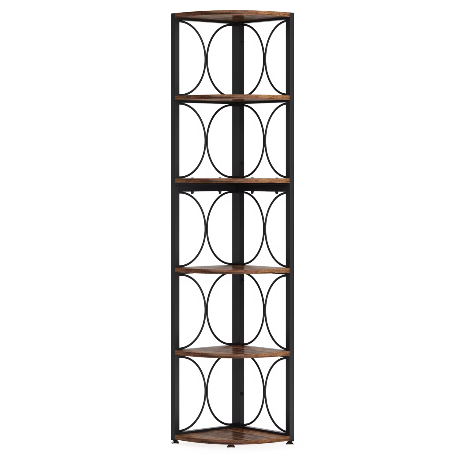 DNGZJAO 67 inch Tall Corner Shelf 6 Tier Rustic Corner Bookshelf