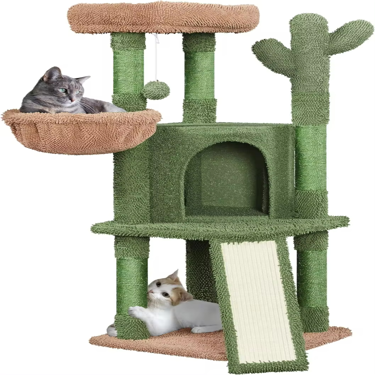 DNGZJAO Cactus Cat Tree 42in Cat Tower Indoor Multi Level Condo