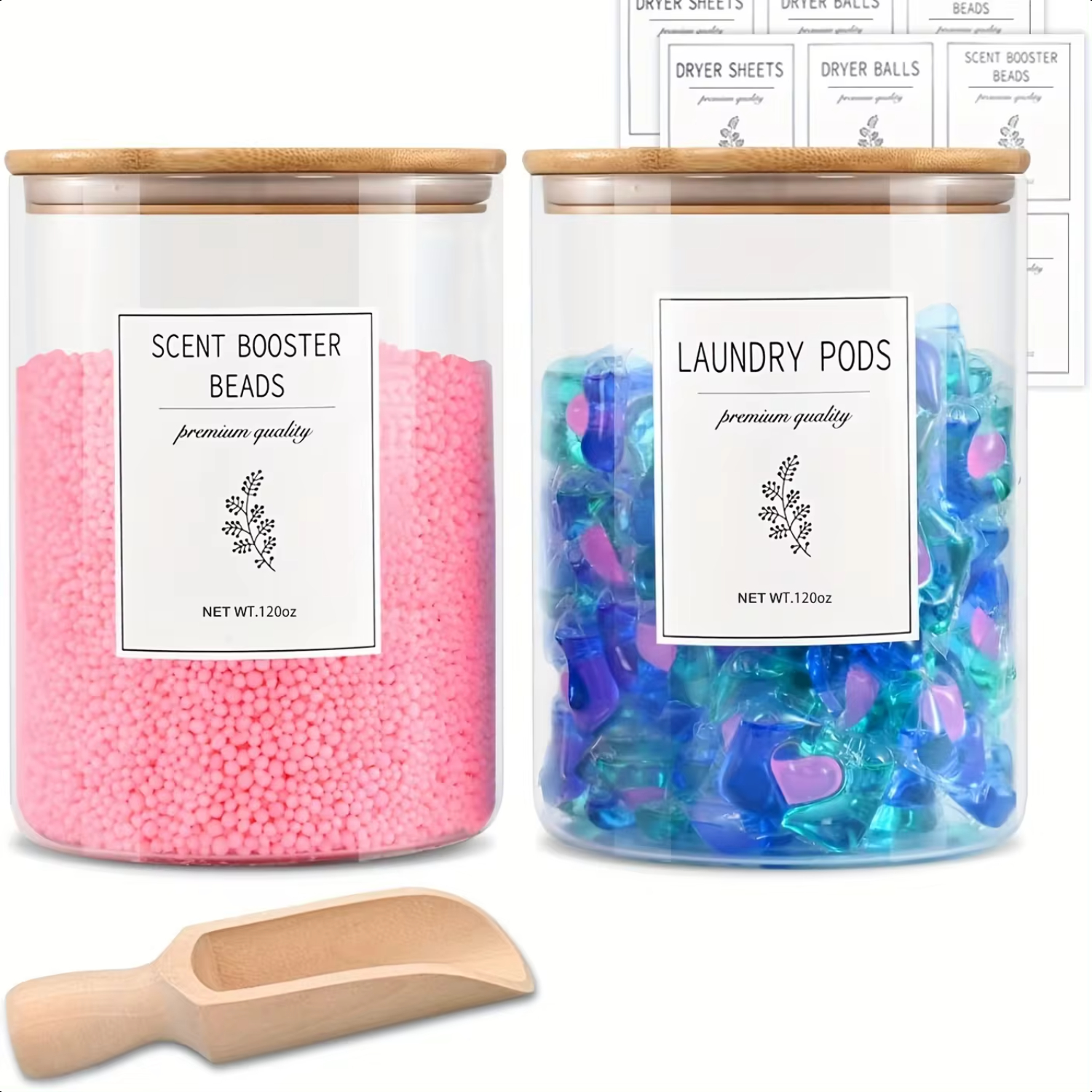 DNGZJAO Laundry Pods Container with 1 Scoop & 12 Labels Laundry Room