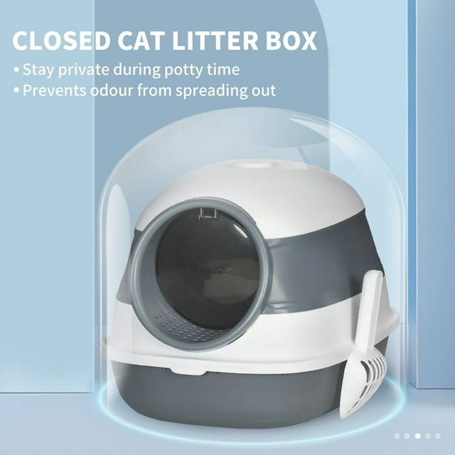 DNGZJAO PawHut Cat Litter Box with Lid Covered Litter Box w/ High Sides