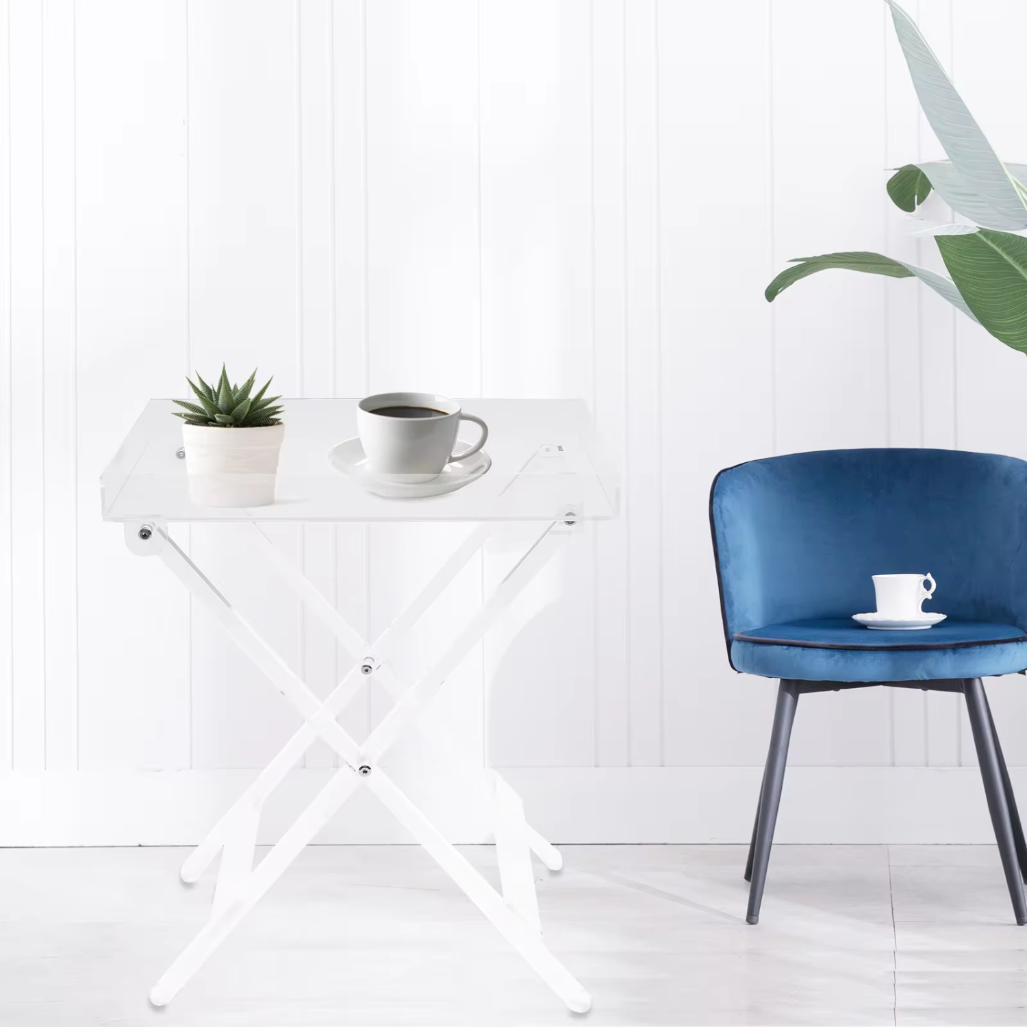 DNGZJAO Portable Acrylic Folding Clear Side Table 44Lbs Capacity