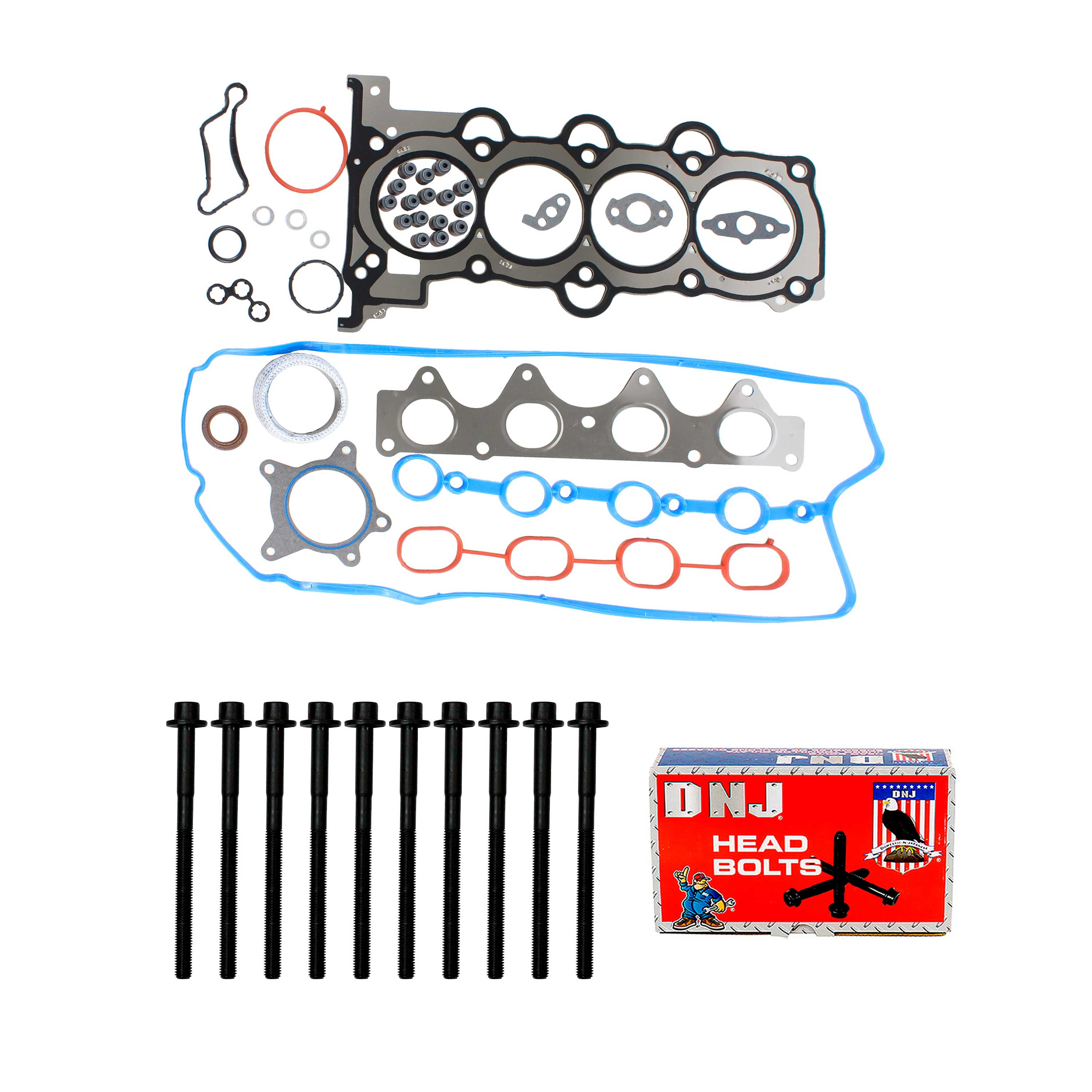 DNJ HGB195 Cylinder Head Gasket Set with Head Bolt Kit Fits Cars & Trucks 12-19 Hyundai 1.6L L4 DOHC