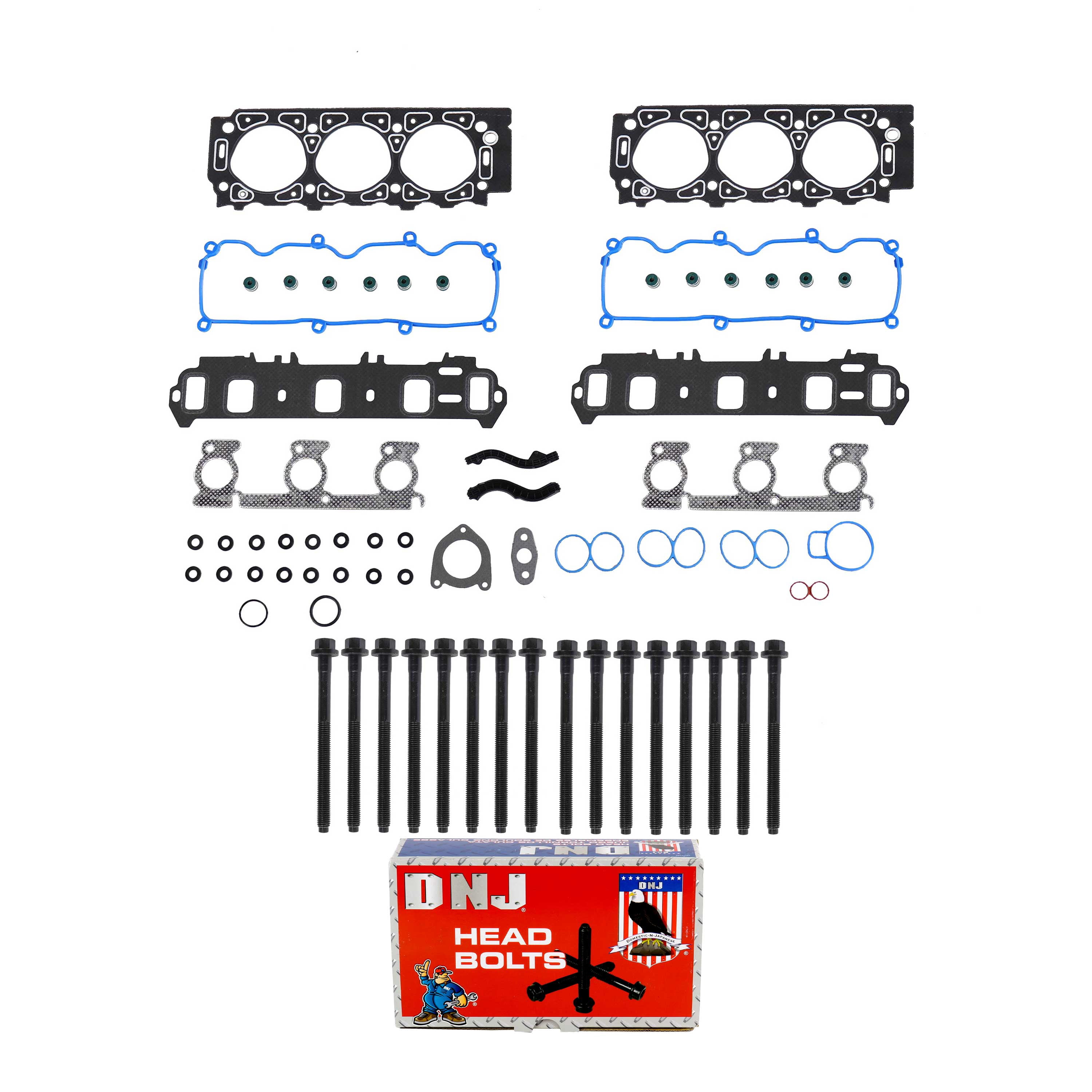 DNJ HGB4140 Cylinder Head Gasket Set With Head Bolt Kit For 2001-2007 Ford/Mercury 3.0L V6 Vulcan