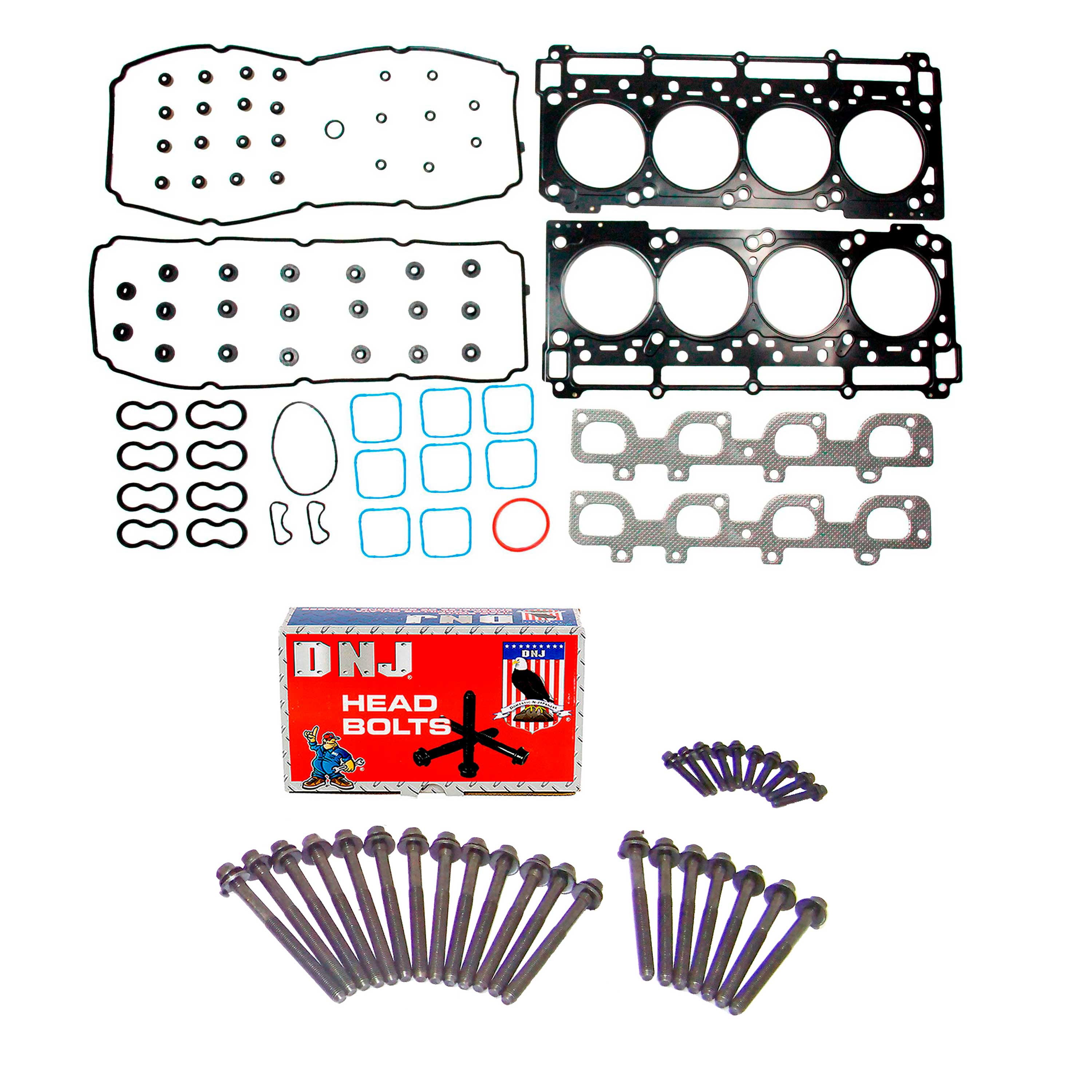 DNJ HGB4279 Cylinder Head Gasket Set with Head Bolt Kit Fits Cars & Trucks 11-22 Dodge 6.4L 16V OHV