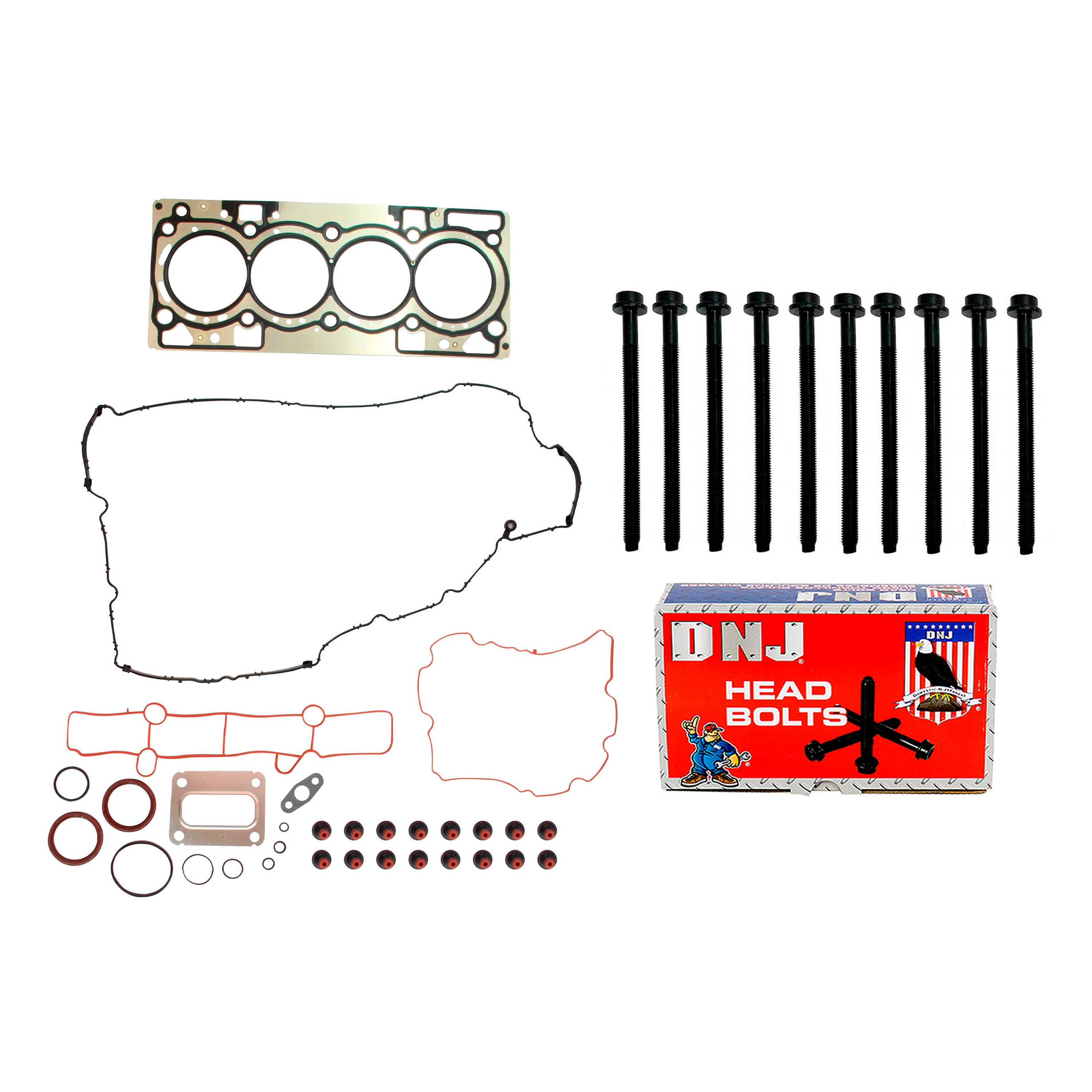 DNJ HGB4312 Cylinder Head Gasket set with Head Bolt Kit Fits Cars & Trucks 14-20 Ford 1.5L L4 16V DOHC
