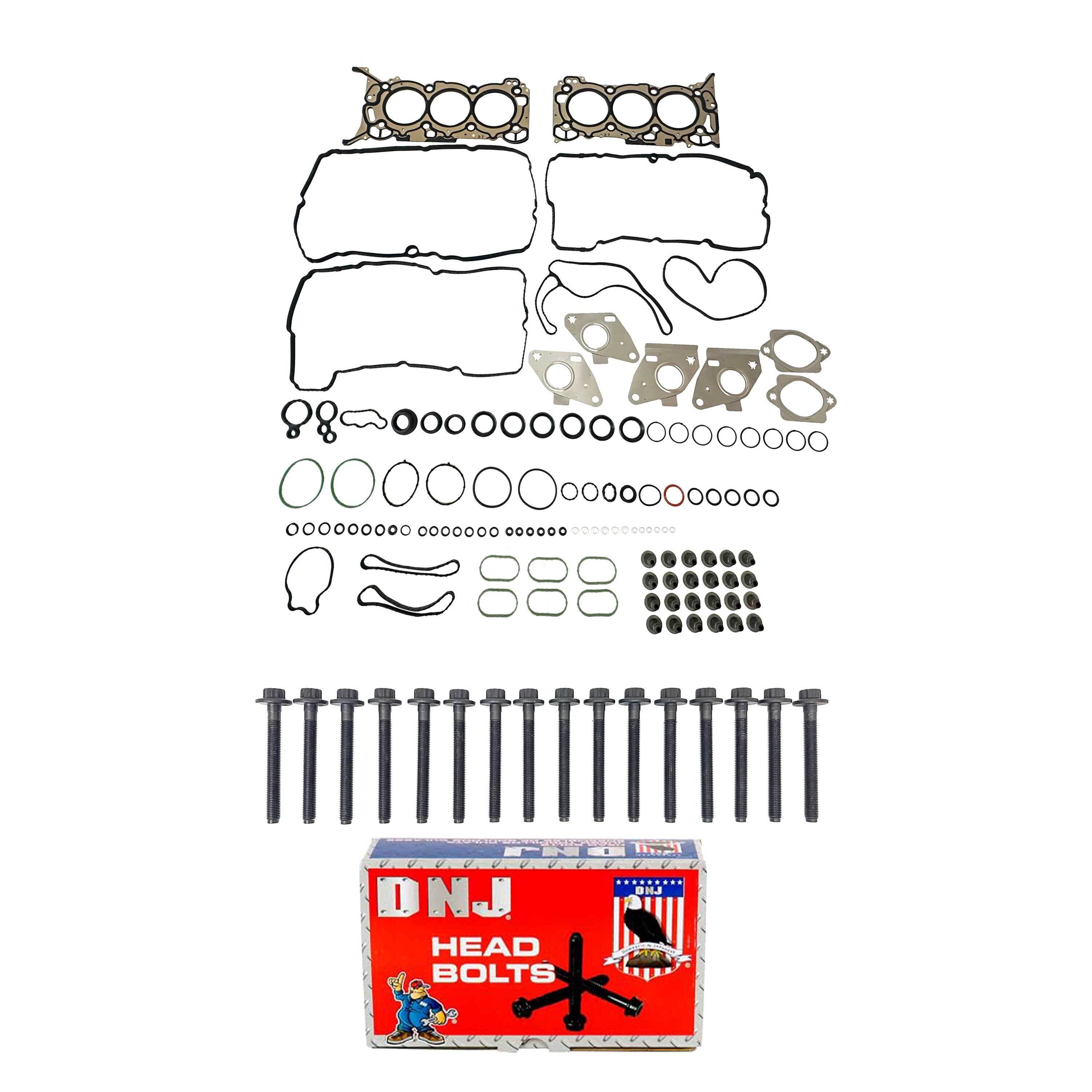 DNJ HGB4321 Cylinder Head Gasket Set with Head Bolt Kit 15-22 Ford Lincoln Edge Explorer F-150 Fusion Aviator Continental Nautilus 2.7L 3.0L 24V V6 DOHC