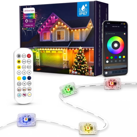 DNOUHN Permanent Outdoor Lights for House, 50ft Christmas RGB+IC Lights | 16 Million Colors & 33 Scene Modes, App/Remote Control, DIY Music Sync, Holiday Party Halloween Decor