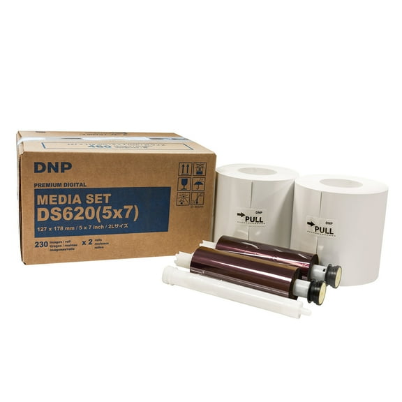DNP 5x7" Dye Sub Media for DS620A Printer, 230 Prints Per Roll, 2 Piece