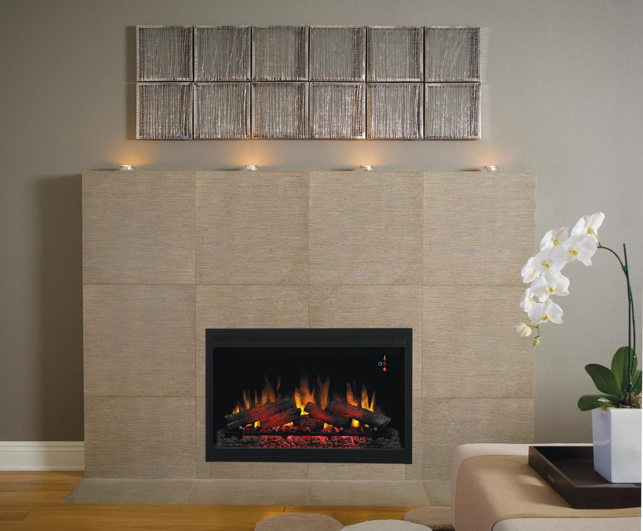 Classic Black Electric Fireplace Insert with Log Set and Remote Control