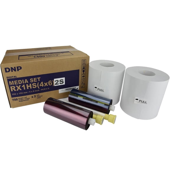 DNP DS-RX1HS Perforated Printer Media, 4x6" Roll, Center Perf, 700 Prints Per Roll, 2-Pack (1400 Prints)