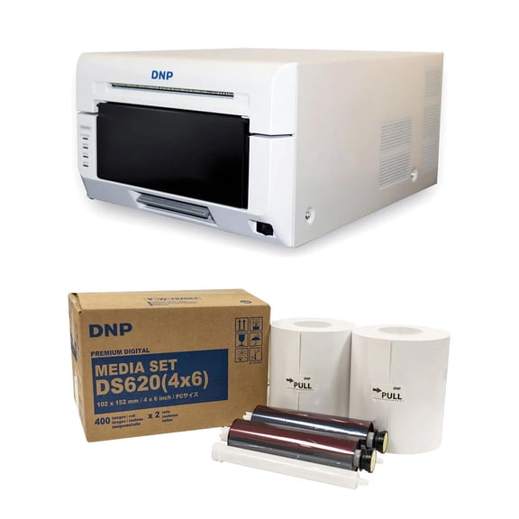 DNP DS620A Dye Sub Professional Photo Printer, Print Sizes: 2x6" to 6x8"w/ DNP DS620PRINTER MEDIA 4X6"TOTAL 2RL