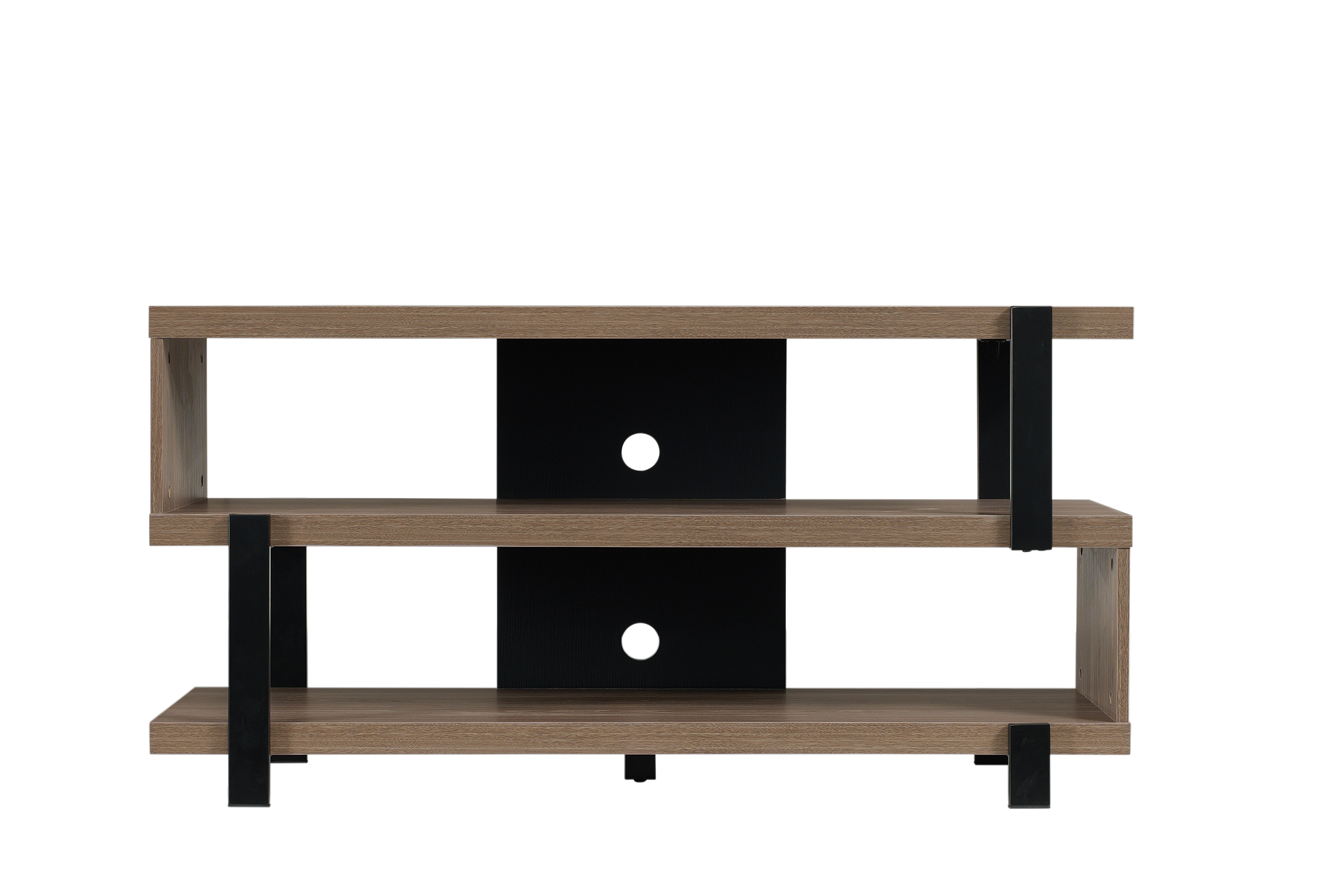 *DNP*Springtown TV Stand for TVs up to 55 inches Screen Size with S-Shape Open Shelves in Oyster Walnut - image 1 of 6