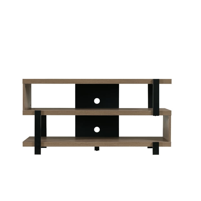 *DNP*Springtown TV Stand for TVs up to 55 inches Screen Size with S-Shape Open Shelves in Oyster Walnut