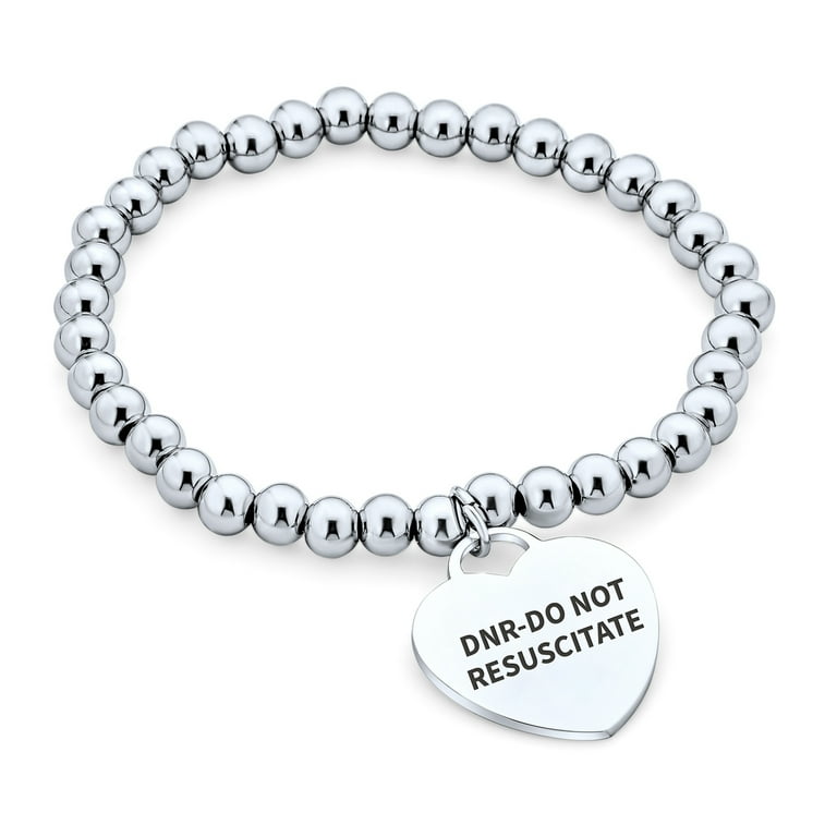 DNR-Do Not Resuscitate Medical Alert ID Bead Chain Bracelet Engraved 