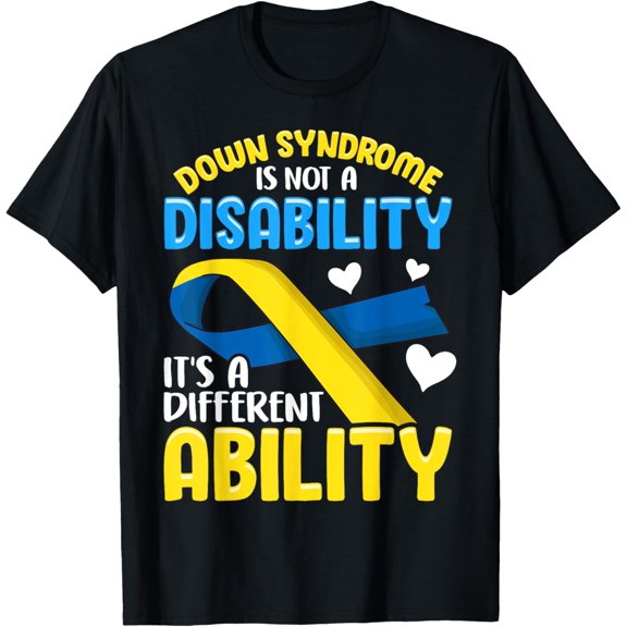 DNS Down Syndrome Awareness Gift Ribbon Hearts Trisomy 21 T-Shirt