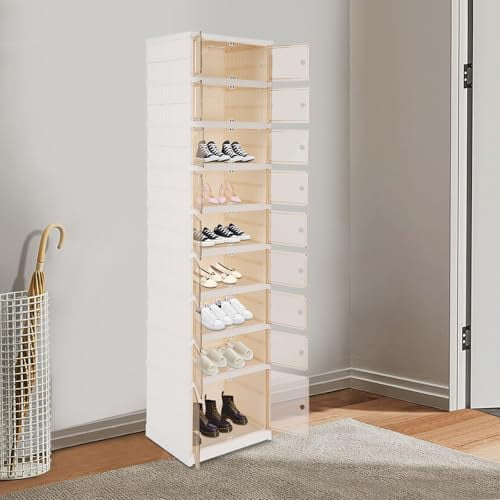 DNYSYSJ 9-Tier Foldable Shoe Rack Organizer for Closet, Plastic Shoe ...