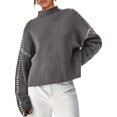 thumbnail image 1 of DO&BE Fashion Women's Casual Gray Knit Pullover Sweater, Size S, 1 of 5
